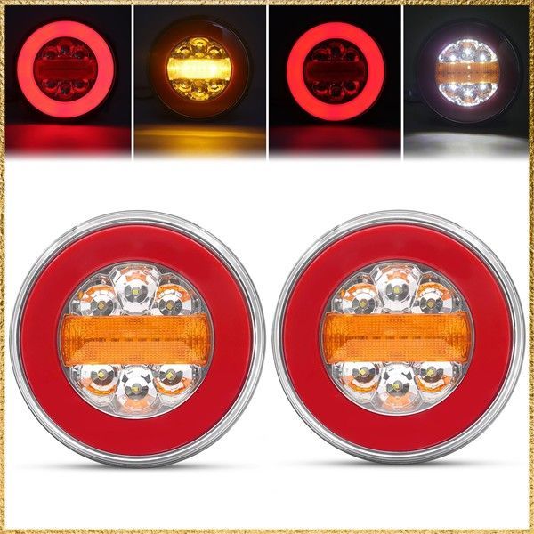 ☆彡送料無料でお届け☆彡 Aoling LEDテールランプ トラックリアライ トレーラーテール 12V 24V LEDトラック テールランプ ウィンカー クリアランスランプ 丸型 2個入り (スタイル1)