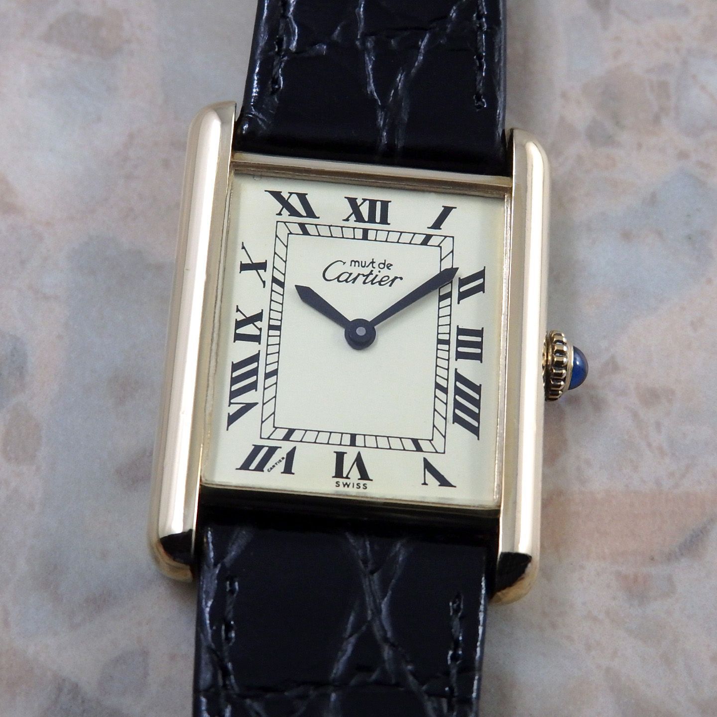 Cartier マストタンク LMサイズ アイボリー ローマン 手巻き カルティエ マストタンク ヴィンテージ アンティーク時計 メンズ腕時計 Must Tank
