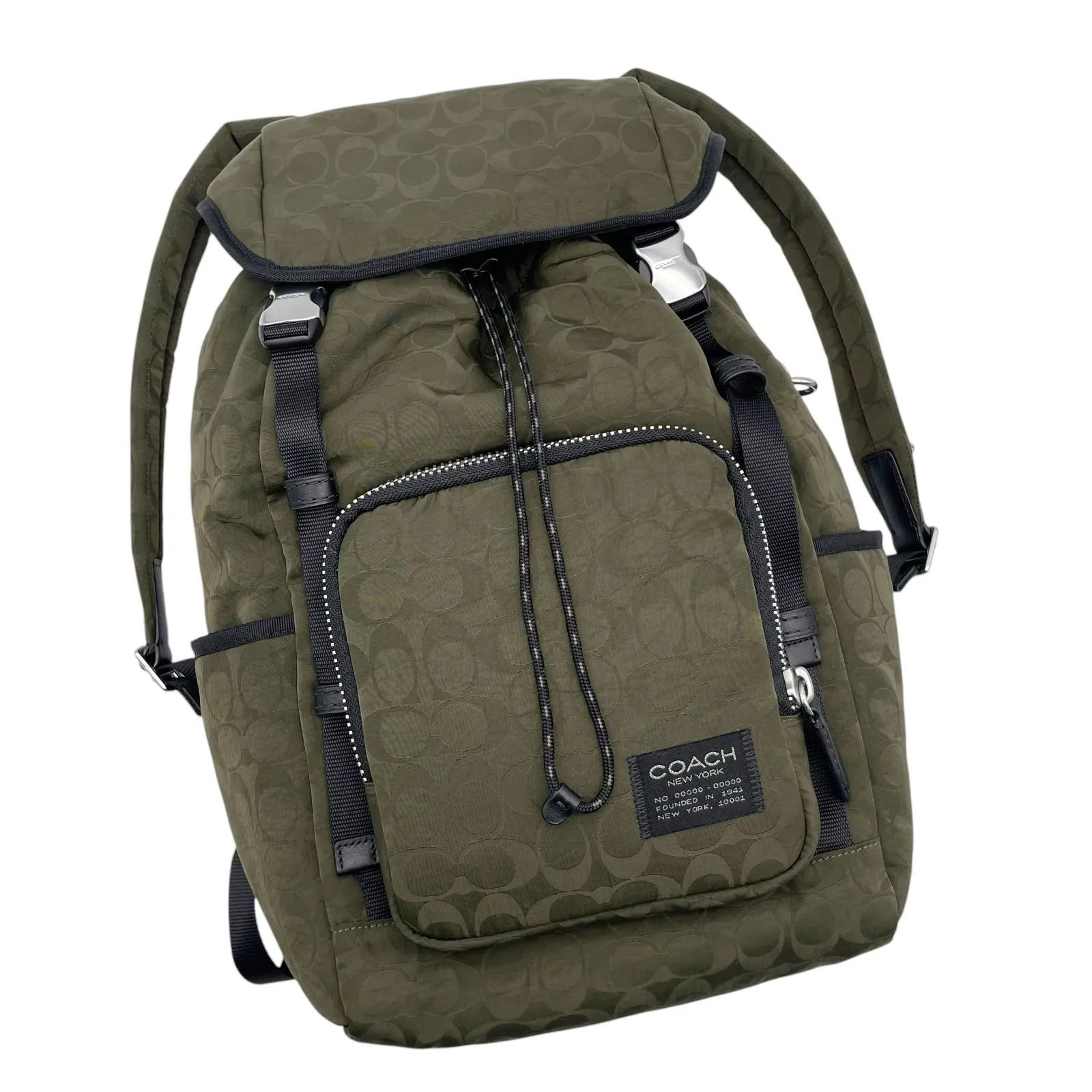 美品 COACH コーチ ローガンバックパック CDU99 シグネチャーナイロン 