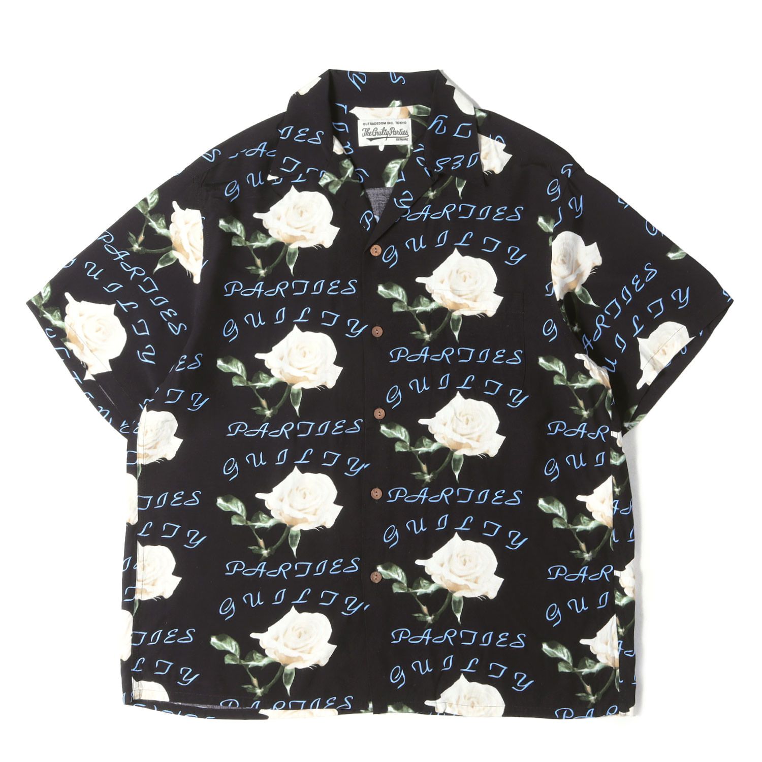 WACKO MARIA アロハシャツ ローズ柄 ブラック WACKO MARIA ワコマリア シャツ ブラック 黒 サイズ:M | 21SS ローズ柄