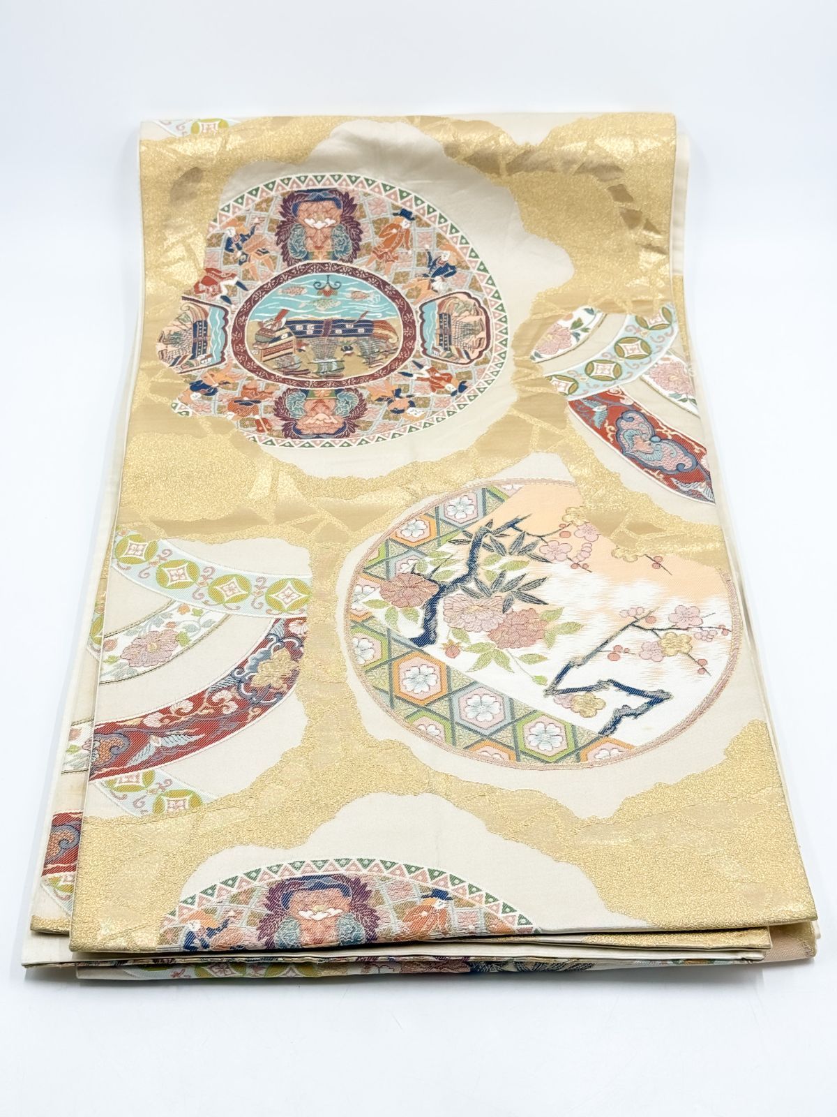 専用帯6837 ●高級 正絹 西陣織 古代名物裂 六通 袋帯 高級西陣織 正絹袋帯 六通柄 金彩 古典柄 和装 - メルカリ