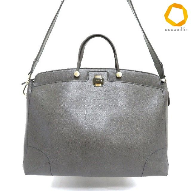 #ab フルラ FURLA ブリーフケース 書類かばん グレー ゴールド ビジネスバッグ ショルダー レディース [923746] k01