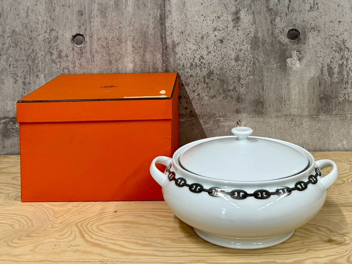 A-05004 HERMES エルメス シェーヌダンクル スープチューリン 蓋付きスープボウル