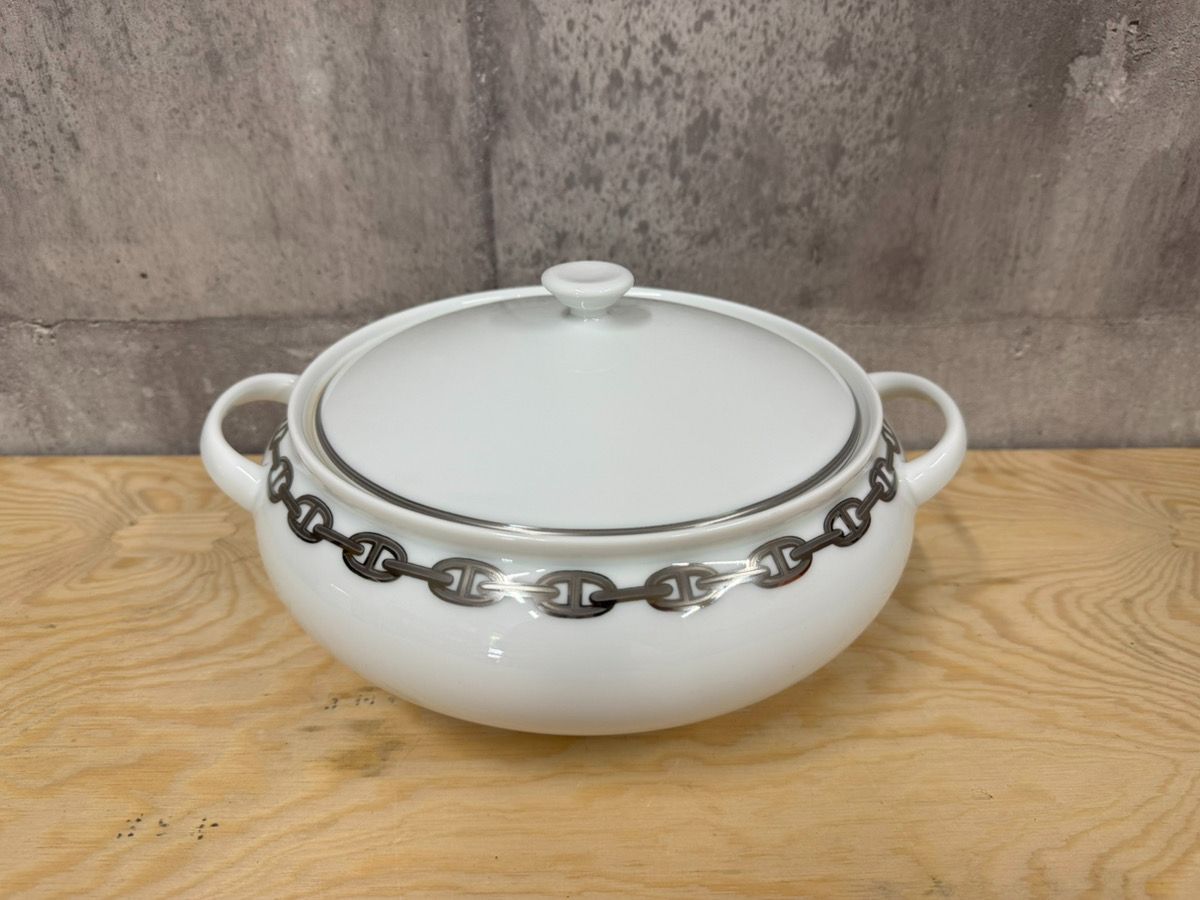 A-05004 HERMES エルメス シェーヌダンクル スープチューリン 蓋付きスープボウル A-05004 HERMES エルメス シェーヌダンクル スープチューリン 蓋付きスープボウル