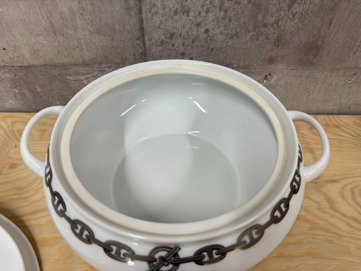 A-05004 HERMES エルメス シェーヌダンクル スープチューリン 蓋付きスープボウル A-05004 HERMES エルメス シェーヌダンクル スープチューリン 蓋付きスープボウル