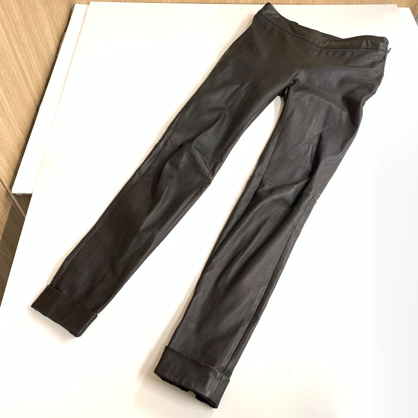 f001 L5 美品 TOM FORD トムフォード パンツ サイズ38 ラムレザー PAL631　LEX154