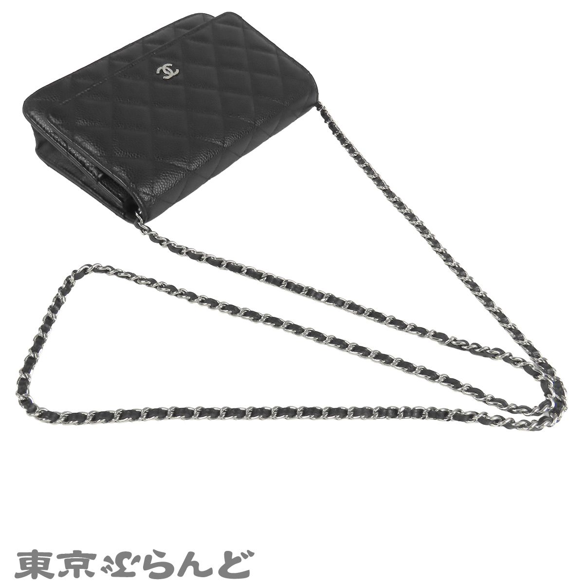 シャネル CHANEL チェーンウォレット ブラック 黒 シルバー金具 