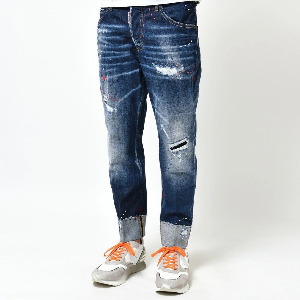 【40%OFF】46サイズ DSQUARED2 / ディースクエアード SAILOR JEANセーラー ジーン ヴィンテージウォッシュクラッシュ＆リペアターンナップクロップドデニム S74LB1150 73322002023 新品