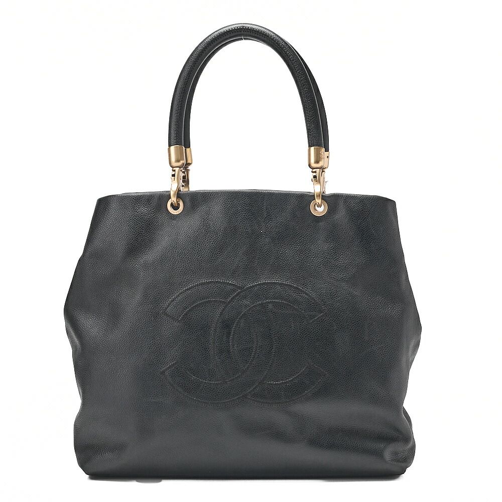 CHANEL　シャネル　キャビアスキン　デカココマーク 　ハンドバッグ取り外し可能　黒（ゴールド金具）レディース バッグ 【中古】【送料無料】