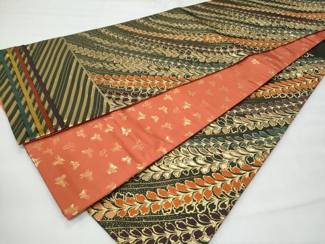 平和屋着物◎六通柄袋帯 唐織 枝垂れ葉文 金糸 正絹 逸品 CABG5044fb
