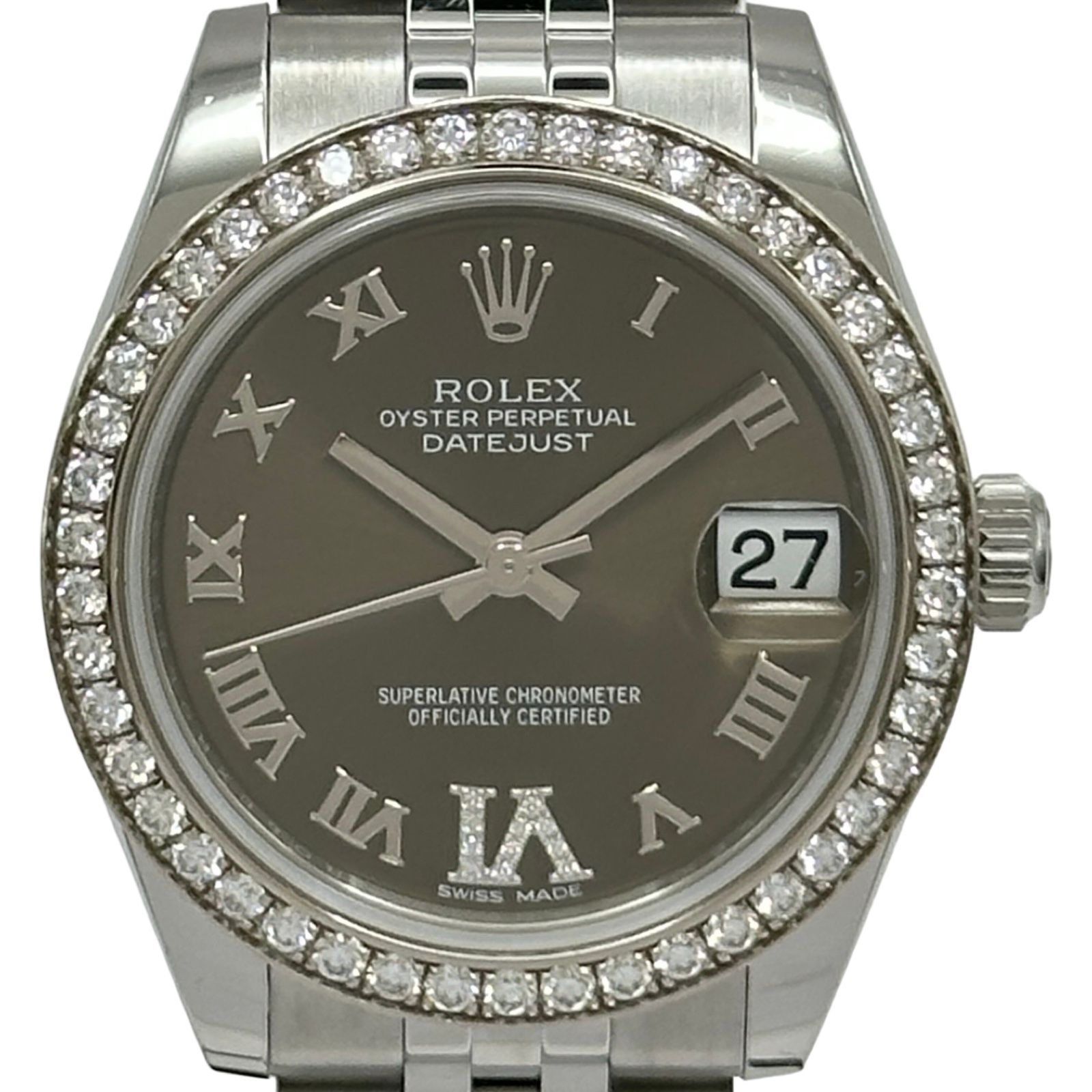 ロレックス ROLEX デイトジャスト31 178384 ブラウン ホワイトゴールド/ステンレススチール 自動巻き レディース 腕時計
