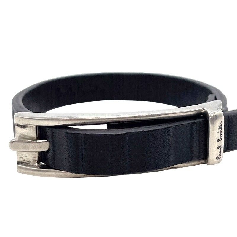 ポール・スミス Paul Smith レザーブレスレット ブラック シルバー金具 レザー/メタル アクセサリー