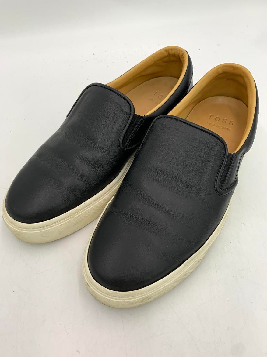 TOSS トス ユニセックス 日本製 Lance ランス イタリアンレザー 本革 スリッポン スニーカー size6/ブラック ■■◎レディース