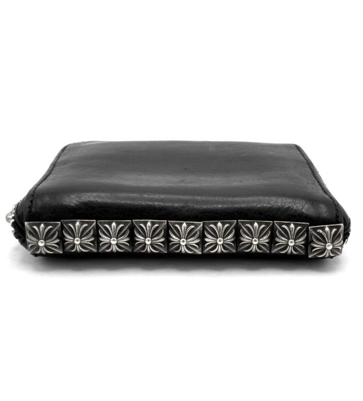 クロムハーツ CHROME HEARTS 【 3 SIDE ZIP 】 3サイド ジップ サイド ピラミッド スタッズ レザー ウォレット 財布　50120