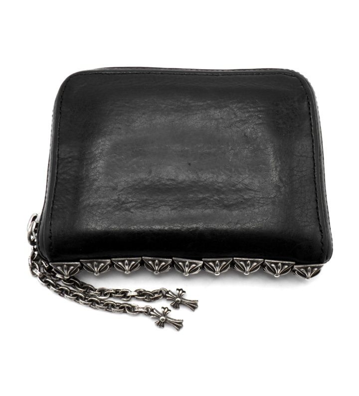 クロムハーツ CHROME HEARTS 【 3 SIDE ZIP 】 3サイド ジップ サイド ピラミッド スタッズ レザー ウォレット 財布　50120