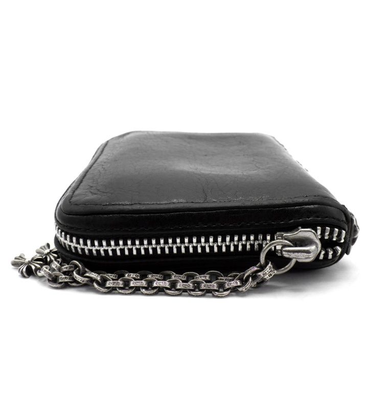 クロムハーツ CHROME HEARTS 【 3 SIDE ZIP 】 3サイド ジップ サイド ピラミッド スタッズ レザー ウォレット 財布　50120