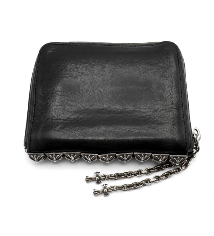 クロムハーツ CHROME HEARTS 【 3 SIDE ZIP 】 3サイド ジップ サイド ピラミッド スタッズ レザー ウォレット 財布　50120