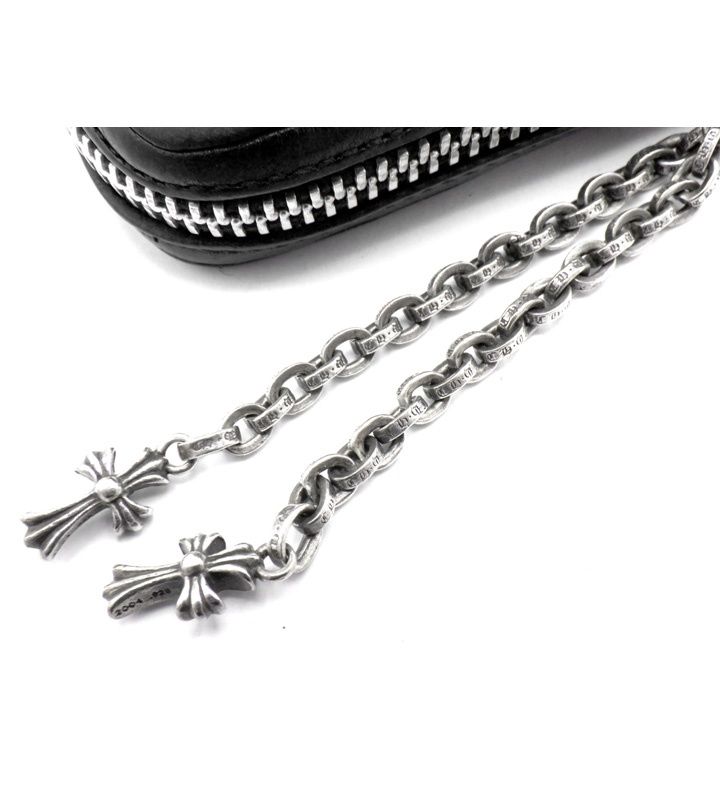 クロムハーツ CHROME HEARTS 【 3 SIDE ZIP 】 3サイド ジップ サイド ピラミッド スタッズ レザー ウォレット 財布　50120