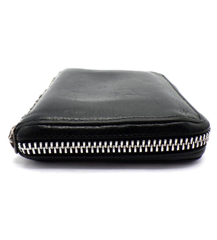 クロムハーツ CHROME HEARTS 【 3 SIDE ZIP 】 3サイド ジップ サイド ピラミッド スタッズ レザー ウォレット 財布　50120