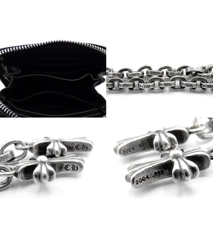 クロムハーツ CHROME HEARTS 【 3 SIDE ZIP 】 3サイド ジップ サイド ピラミッド スタッズ レザー ウォレット 財布　50120