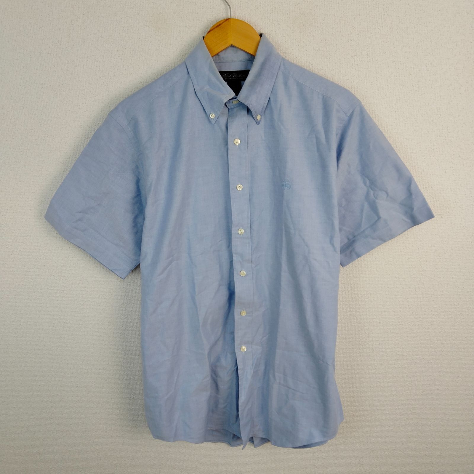 Brooks Brothers ブルックスブラザーズ 半袖 ボタンダウンシャツ オックスフォード ブルー M メンズ 古着 アメカジ クラシック