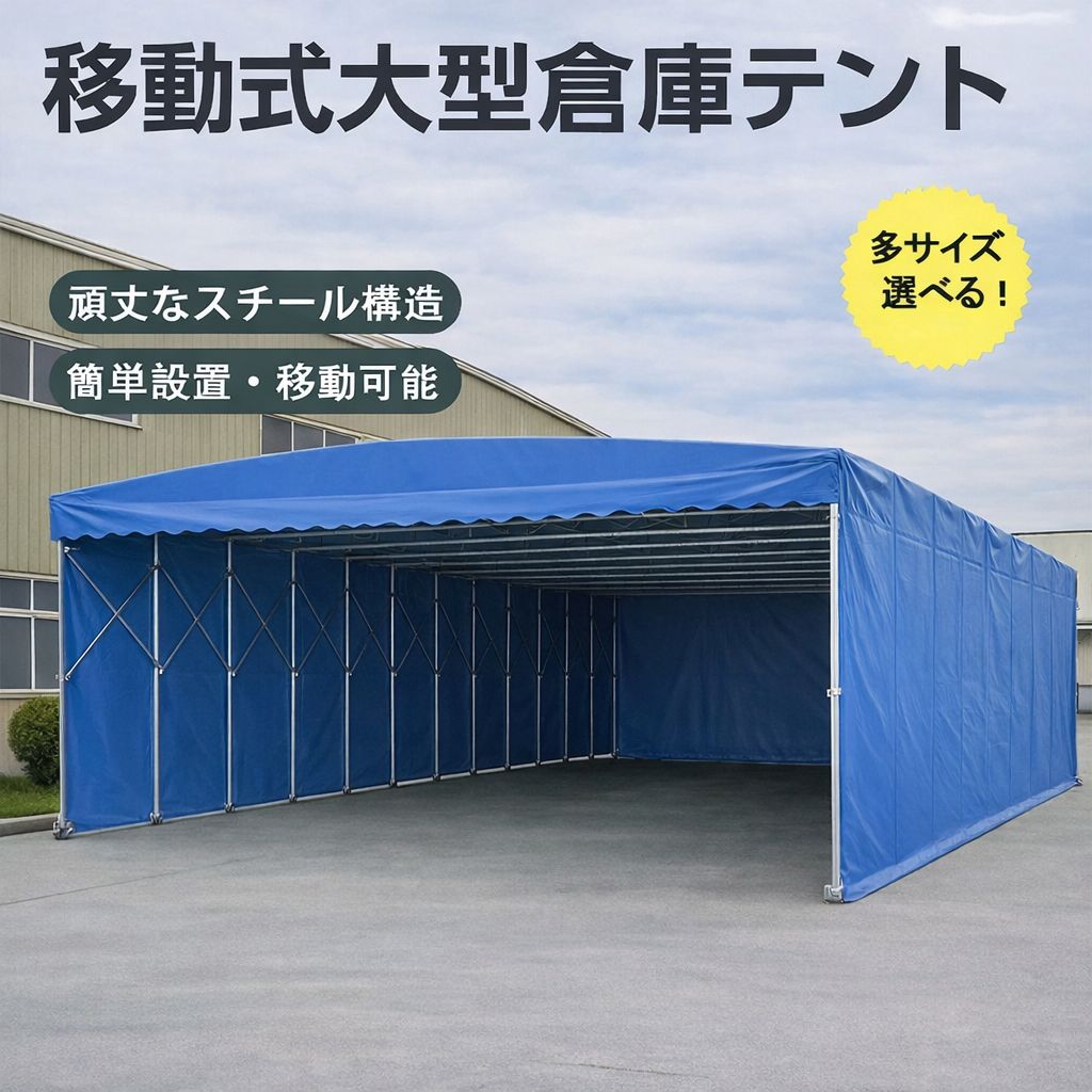 在庫あり 間口8奥行12高5m シート色ブルー 簡易テント 伸縮自在 荷捌場 駐車場 車庫・倉庫対応 イベント 折りたたみ式テント