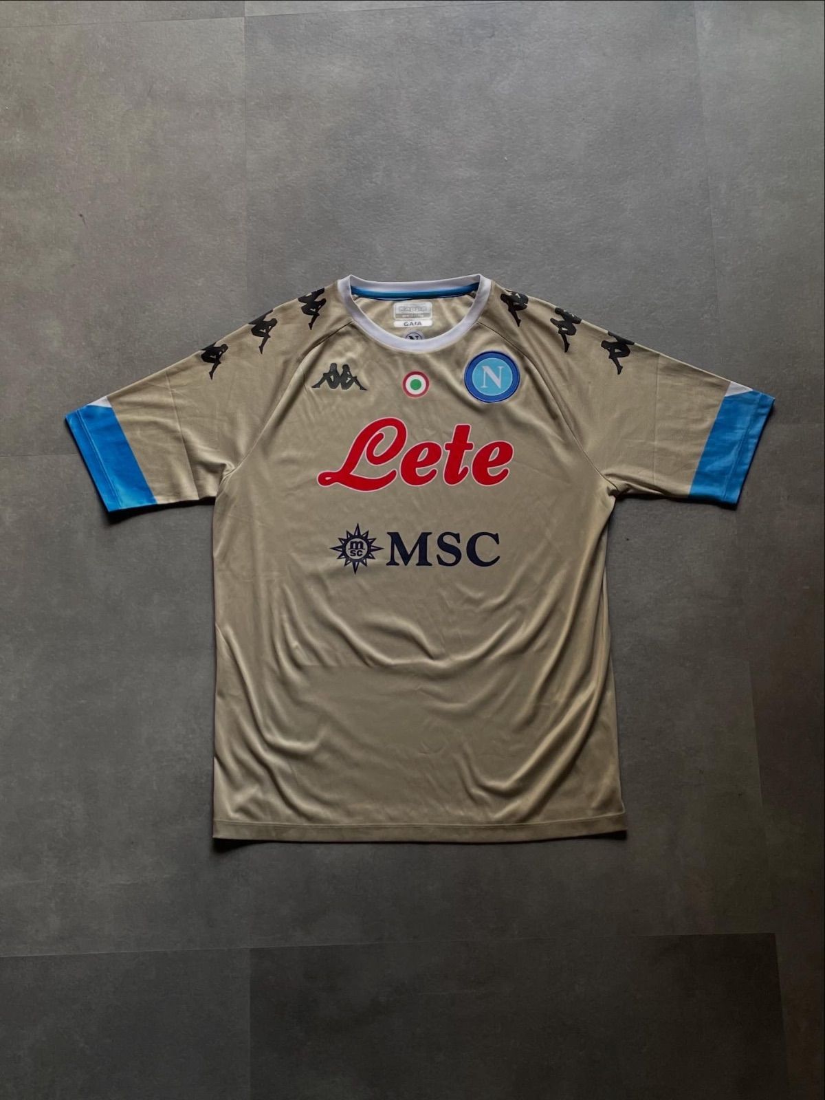 Kappa SSC Napoli ナポリ ユニフォーム ゲームシャツ M ベージュ-人気新品