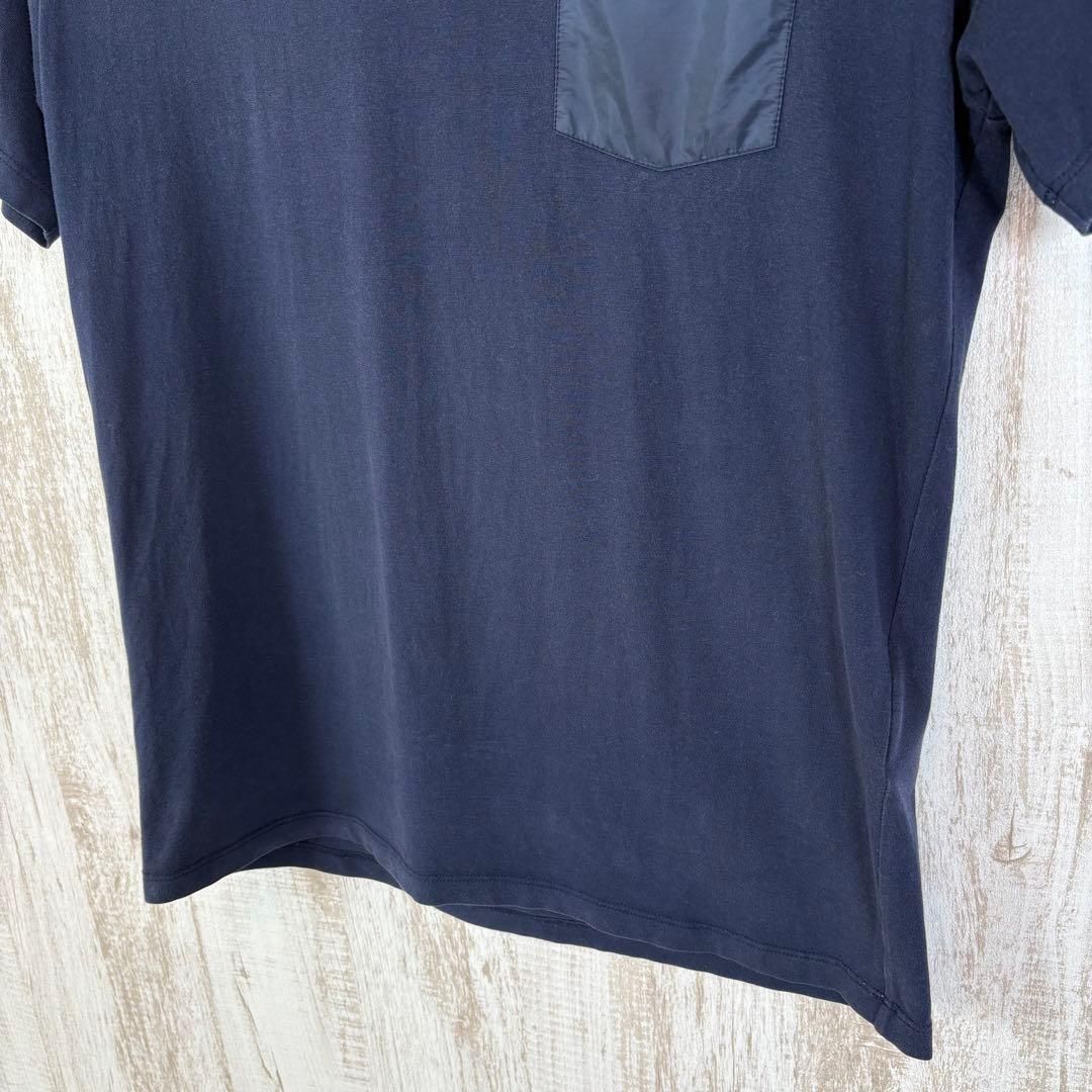 PRADA プラダ ラバーロゴ ポケット ナイロン切替 Vネック Tシャツ