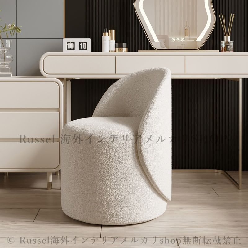 ドレッシング チェア シンプル 背もたれ 付き コンパクト おしゃれ かわいい インテリア スツール オットマン 化粧 椅子 白 グレー 4-7