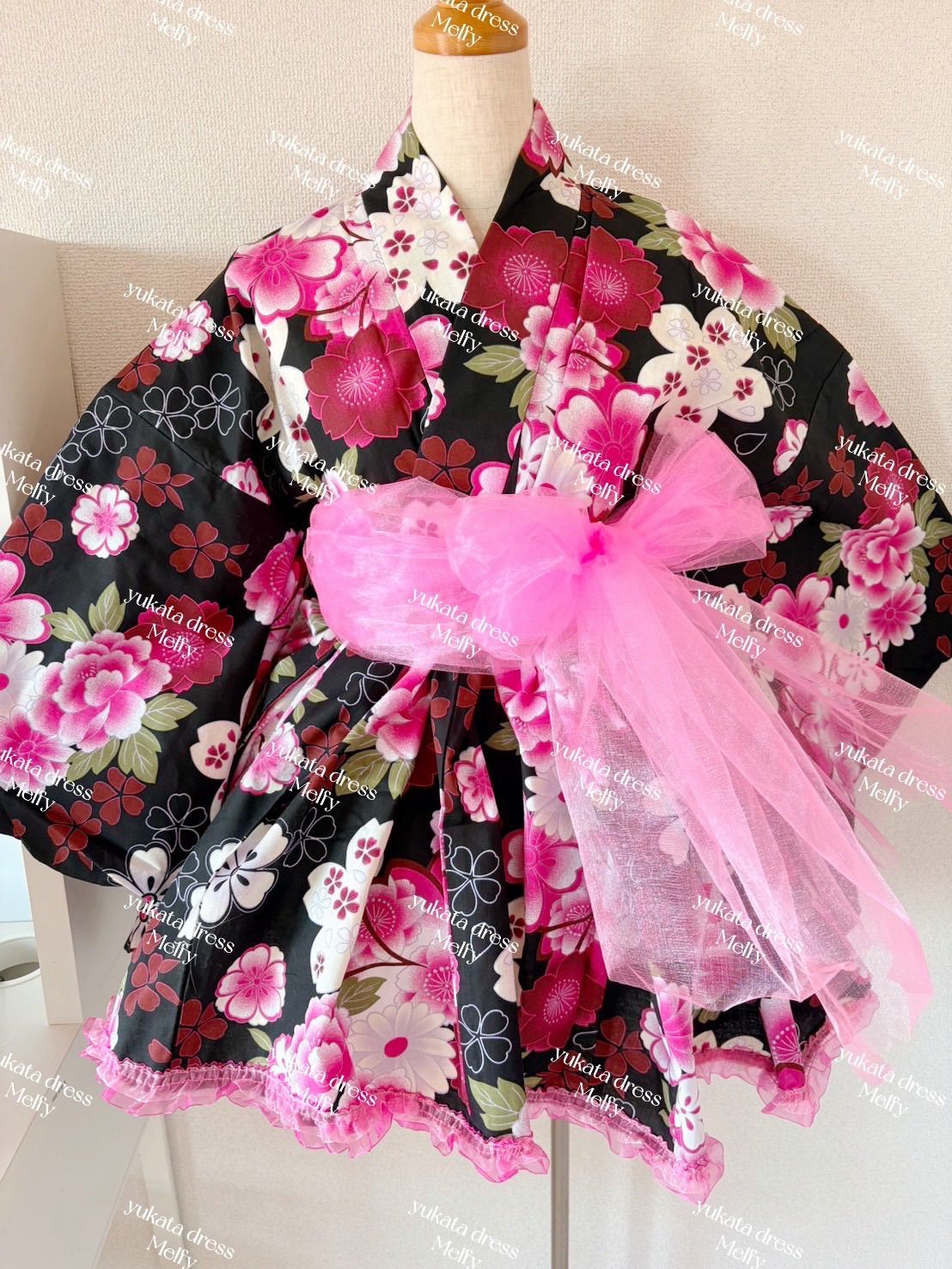 【新品】ピンクレースかわいい?おとな浴衣ドレス　ギャル　姫ギャル　ピンクギャル