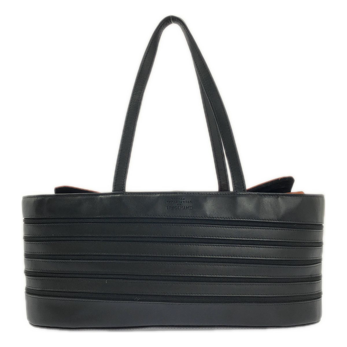 最新作 Longchamp / ロンシャン | レザー ジップ ハンド トートバッグ 