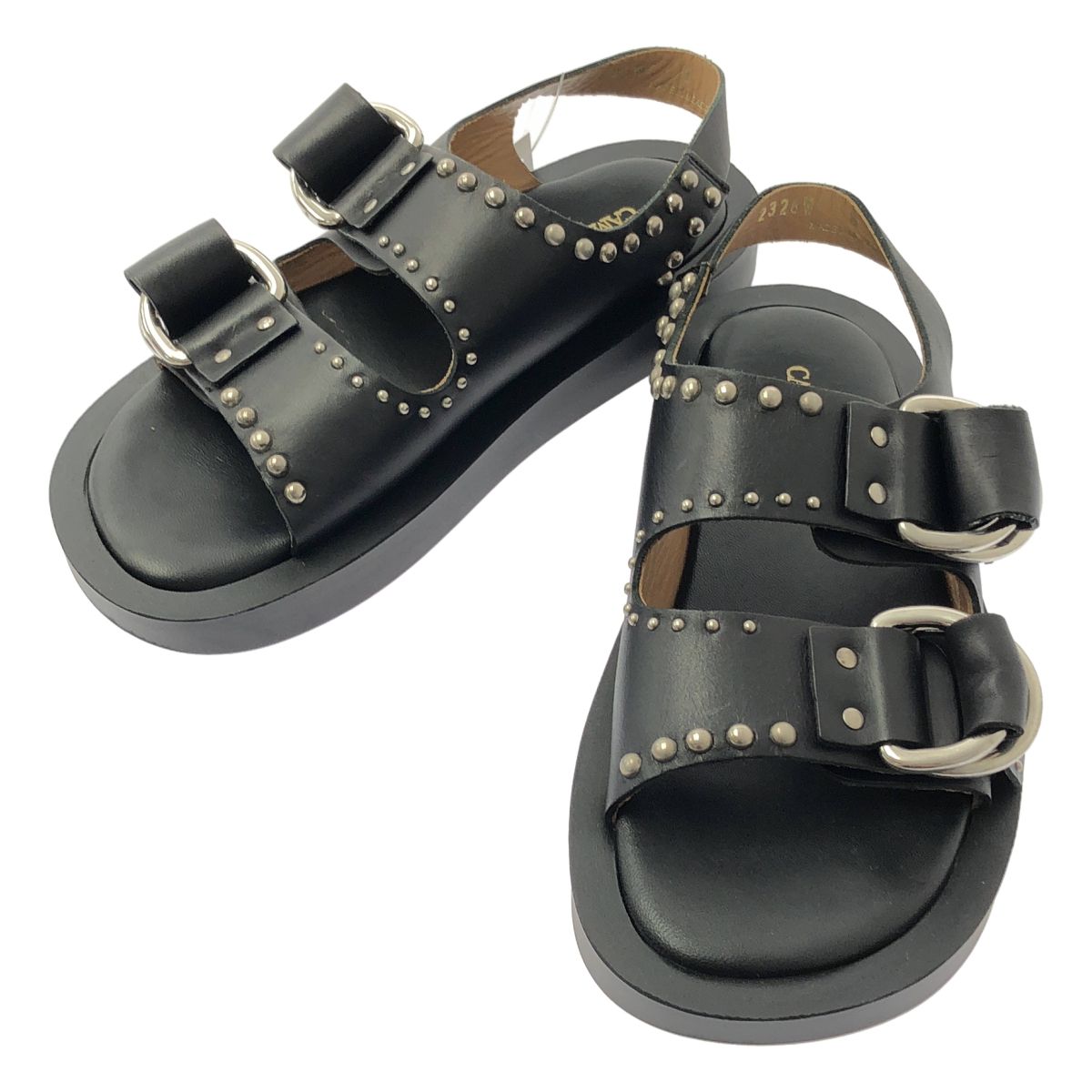 【美品】 CAMINANDO / カミナンド | DOUBLE STRAP SANDAL ダブルストラップ サンダル | 8 | ブラック | レディース
