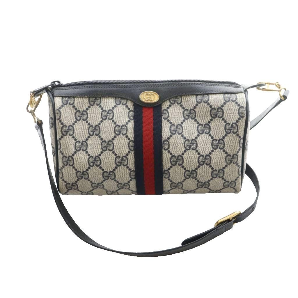 GUCCI ショルダーバッグ シェリーライン GGスプリーム PVC × レザー