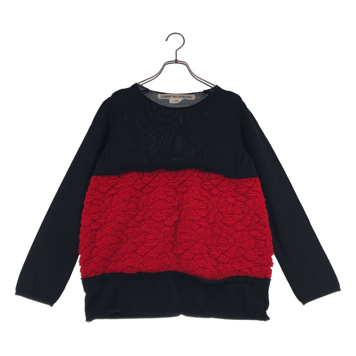 COMME des GARCONS / コムデギャルソン | 2020AW | ウール バイカラー ドッキングデザイン ニット | XS | ブラック/レッド | レディース