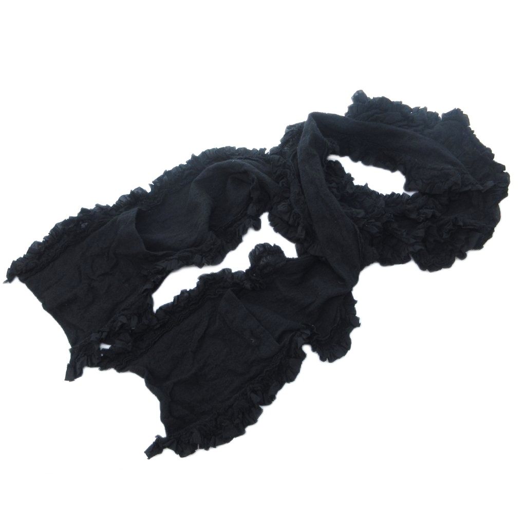 トリココムデギャルソン tricot COMME des GARCONS ポケット付きフリルマフラー ウール縮絨 ウール 黒 ブラック /HW IBO95