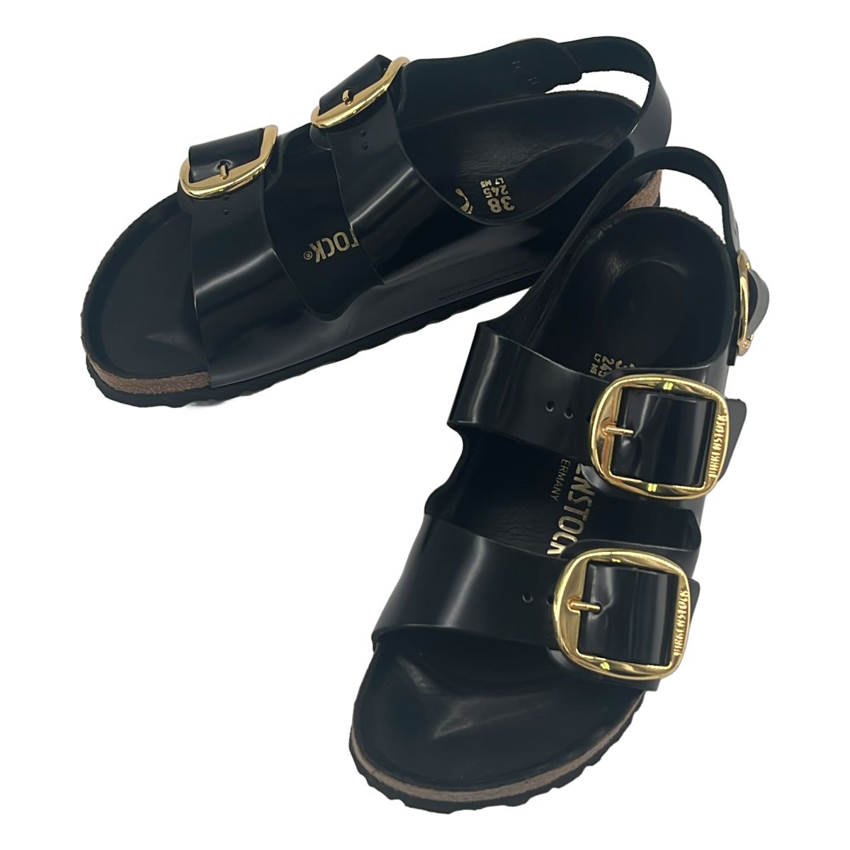 BIRKENSTOCK / ビルケンシュトック | Milano Big Buckle ビックバックル サンダル | 38 | ブラック/ゴールド | レディース