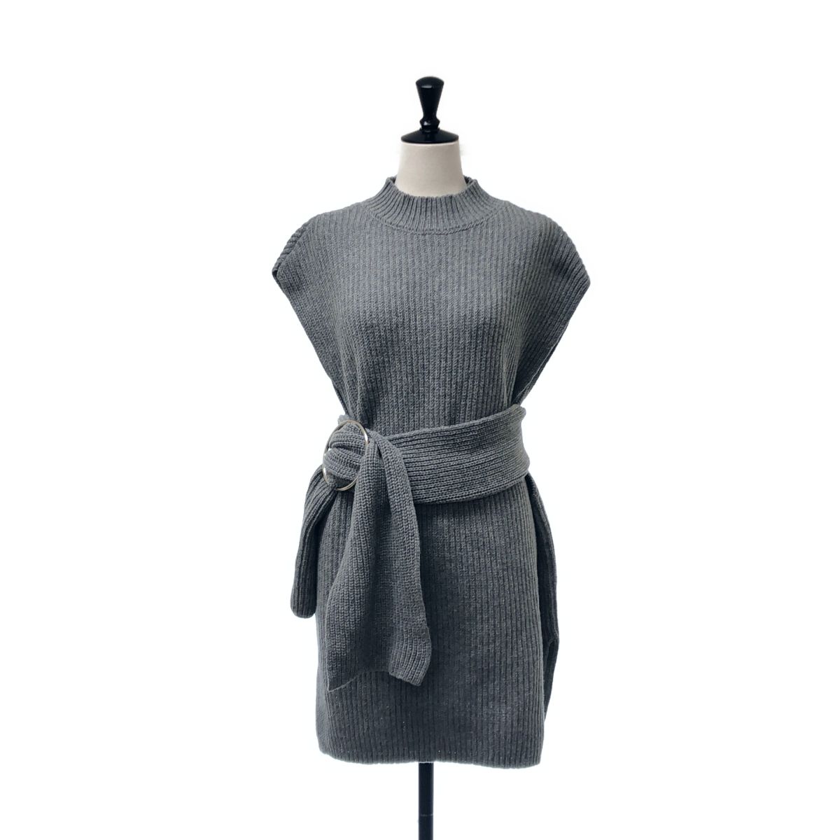 【美品】 DRIES VAN NOTEN / ドリスヴァンノッテン | 2021AW | アルパカ混 ハイネック ノースリーブ ニット | S | グレー | レディース