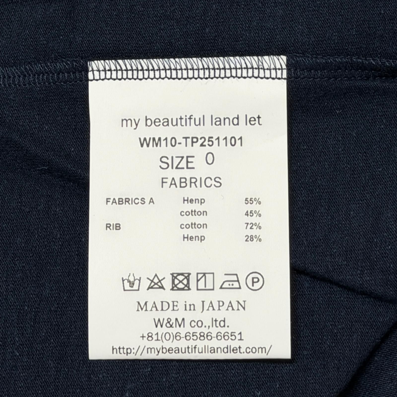 参考上代16280円 未使用 my beautiful landlet ECOARCH HEMP JERSEY T 