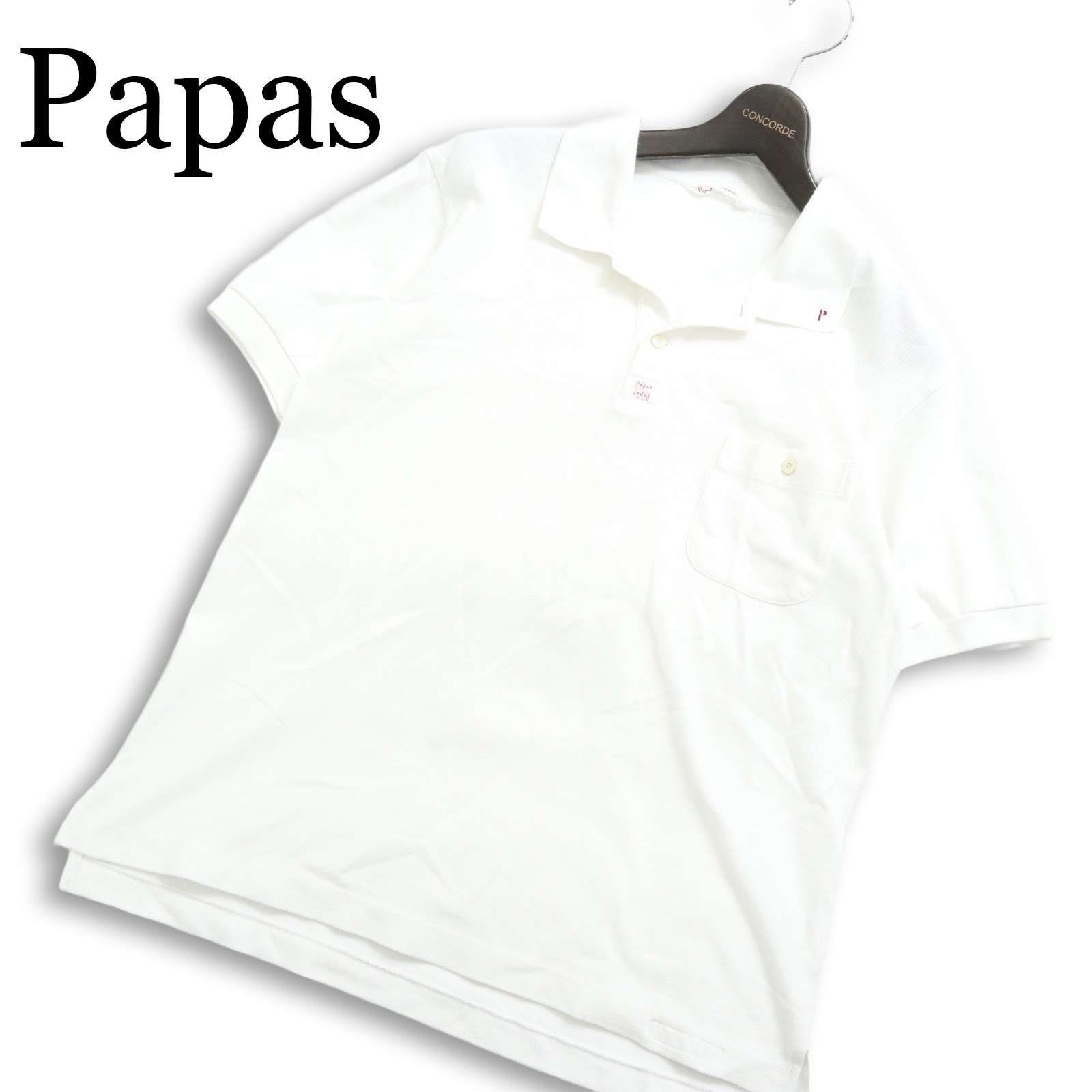Papas パパス 春夏☆ 半袖 鹿の子 P刺繍 ポロシャツ 日本製 Sz.S 