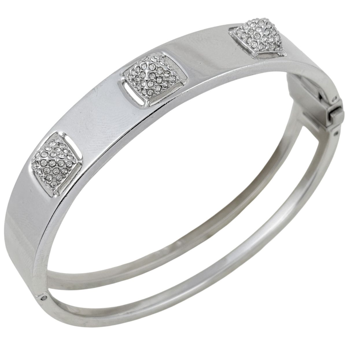 スワロフスキー SWAROVSKI クリスタル バングル 腕輪 メタル シルバー レディース 【中古】