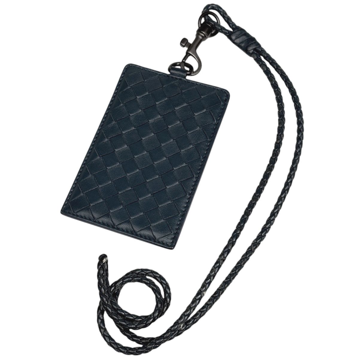 ボッテガヴェネタ BOTTEGAVENETA イントレチャート カードケース 2WAY レザー ブルー レディース 【中古】