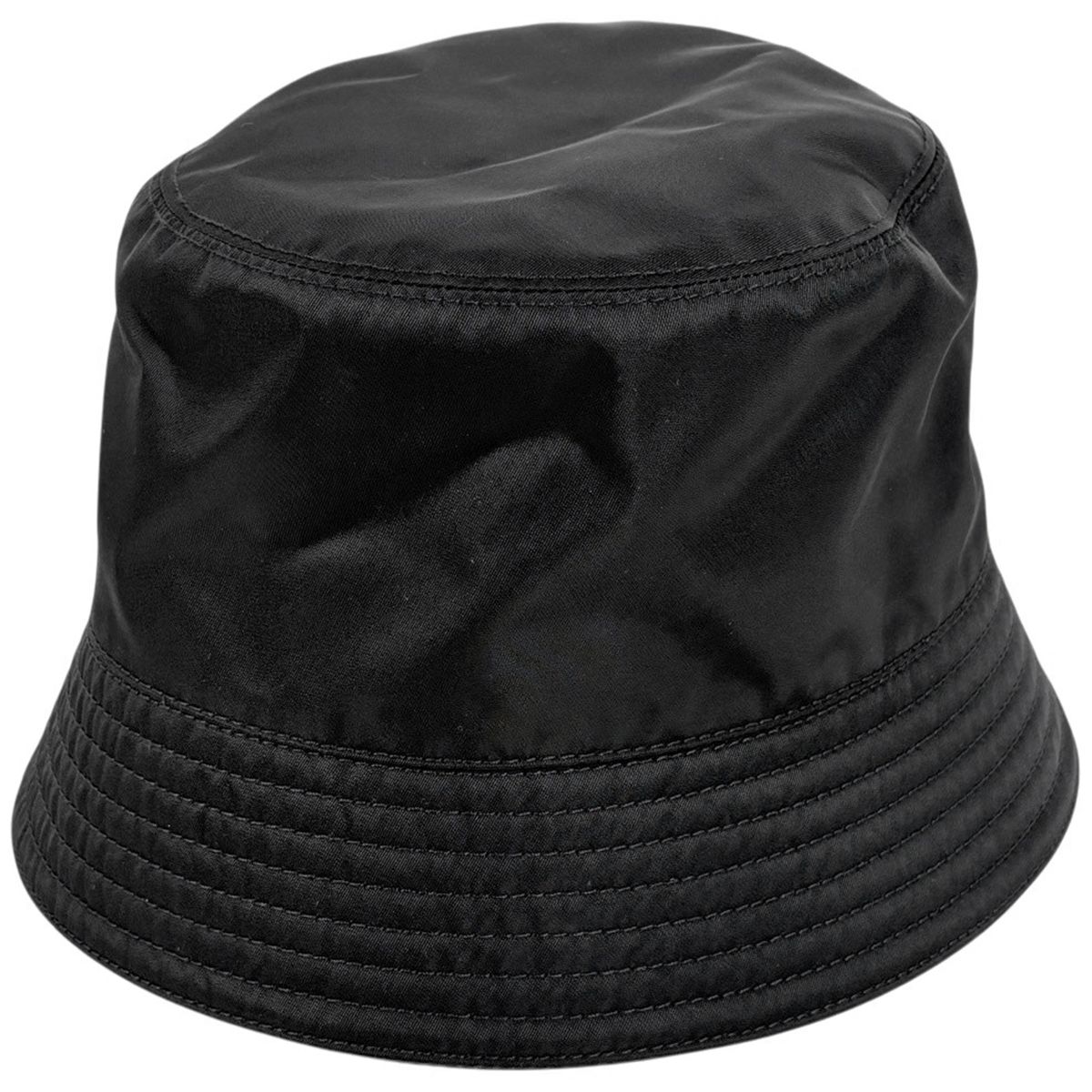 プラダ PRADA ロゴプレート バケットハット RE-NYLON 帽子 ハット ナイロン ブラック レディース 【中古】