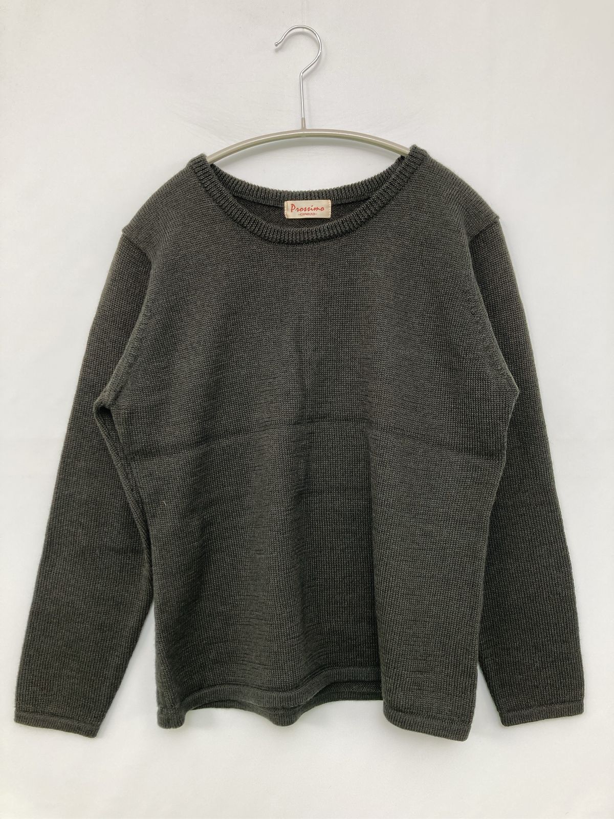Prassimo ニット/セーター M-L カーキ ウール・ニット 無地 ショート丈 長袖 クルーネック(丸首) レディース