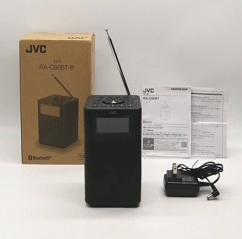 美品！JVCケンウッド JVC RA-C80BT-B コンパクト卓上ラジオ ワイドFM