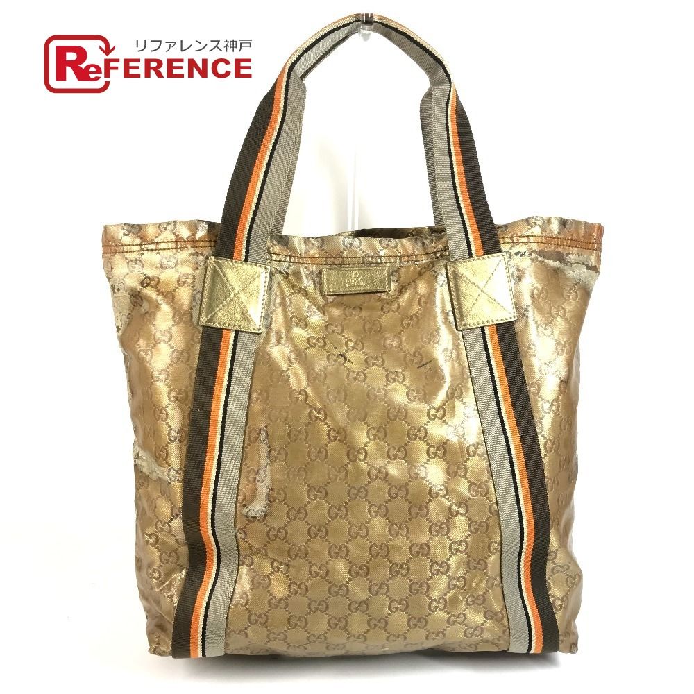 Gucci ゴールド トートバッグ GUCCI グッチ トートバッグ ロゴ 189669 コーティングキャンバス