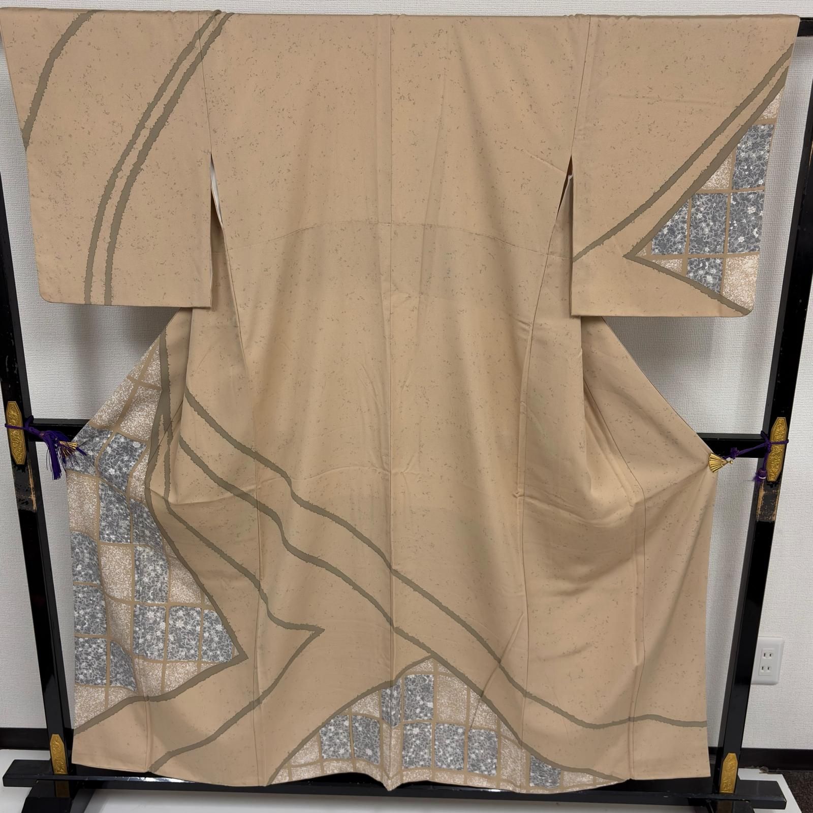 付け下げ 正絹 紋なし 叩き染め 更紗の素敵な染め 袷 着物 MK-7750