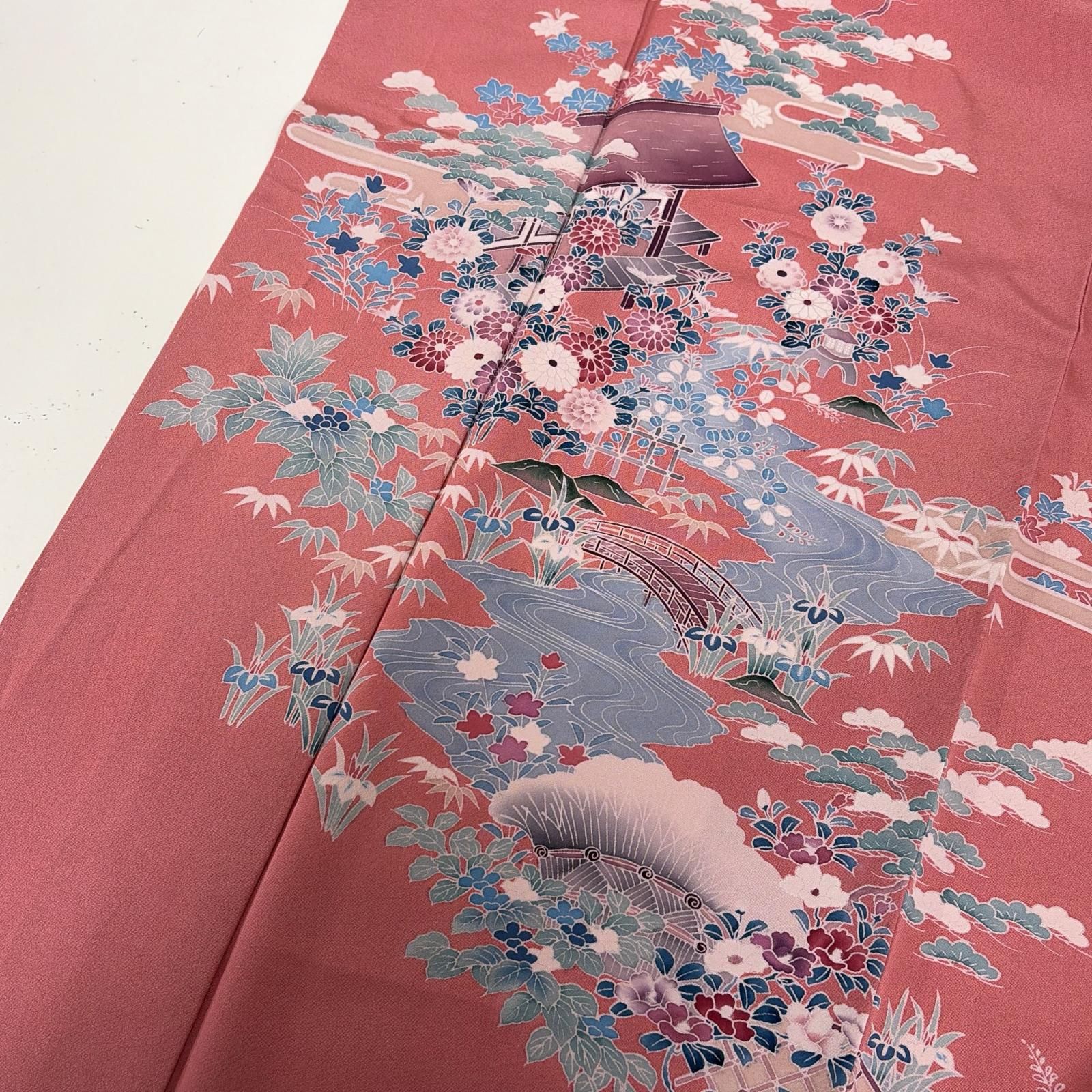 付下げ 友禅 上品な花柄の染め 紋無し 正絹 着物 MK-7421 - メルカリ