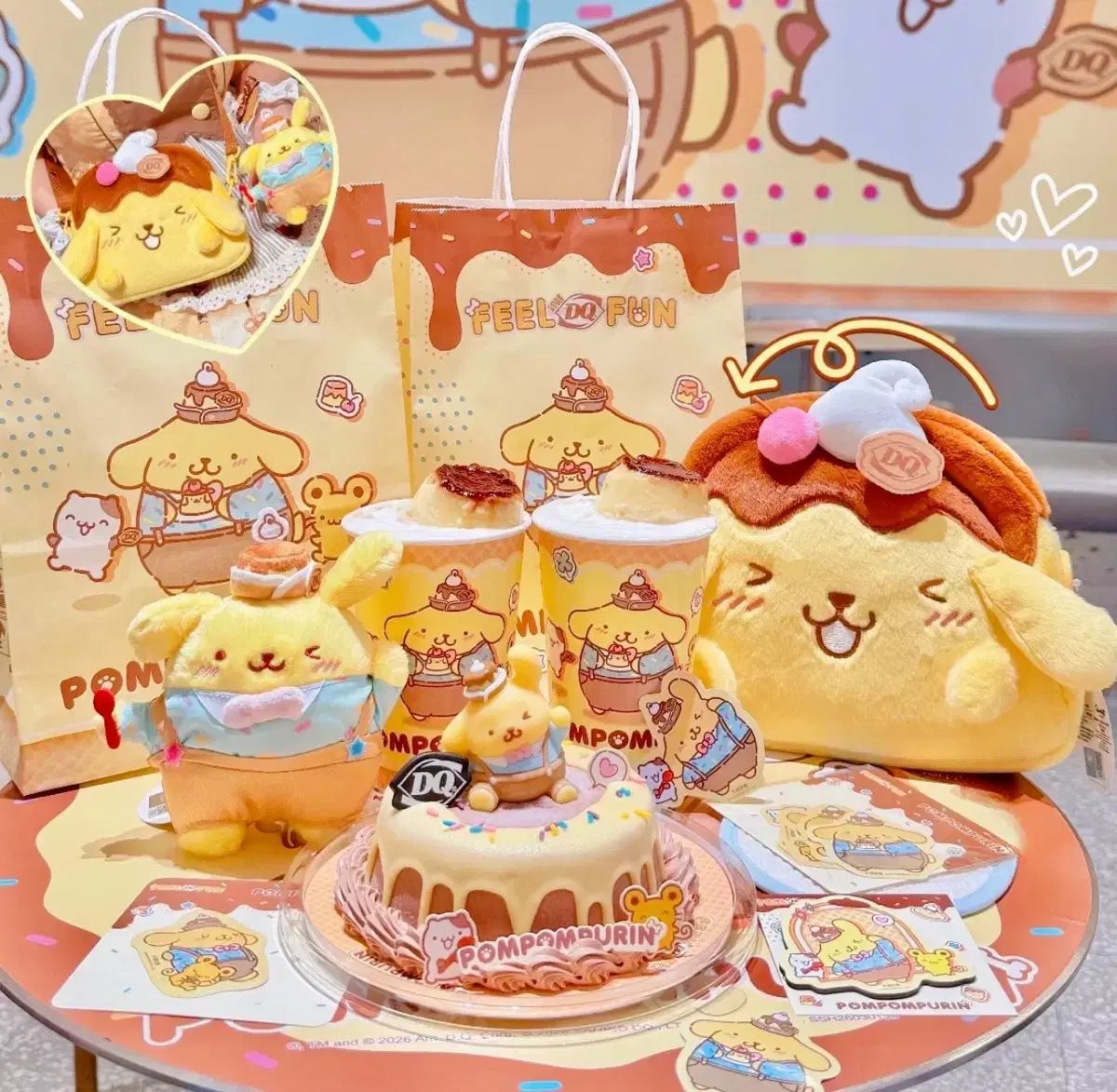 (予約) サンリオ ポムポムプリン 30周年 海外モデル DQ マスコット ぬいぐるみ キーホルダー ポーチ