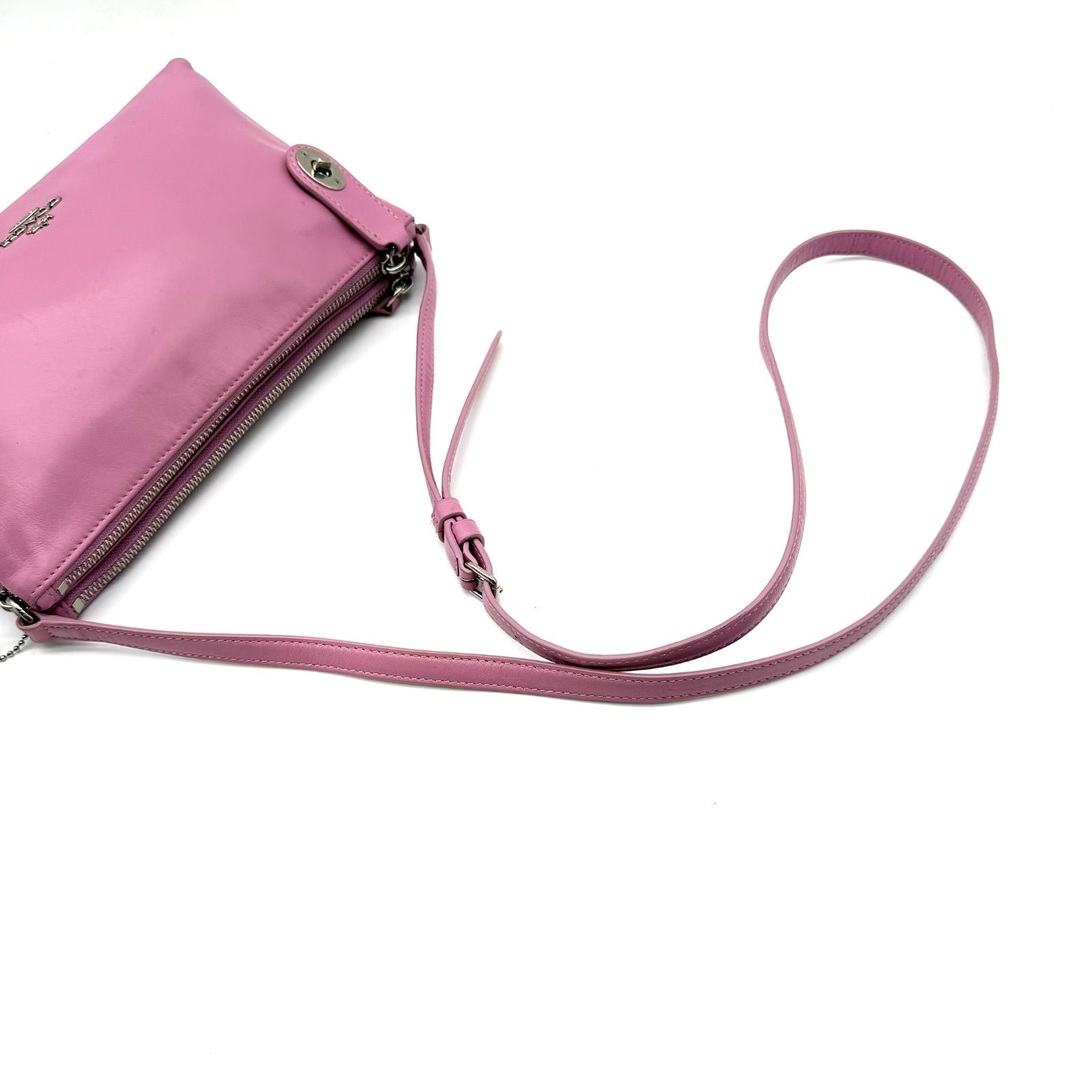 COACH y2k pink leather shoulder bag crossbody double pocket コーチ 