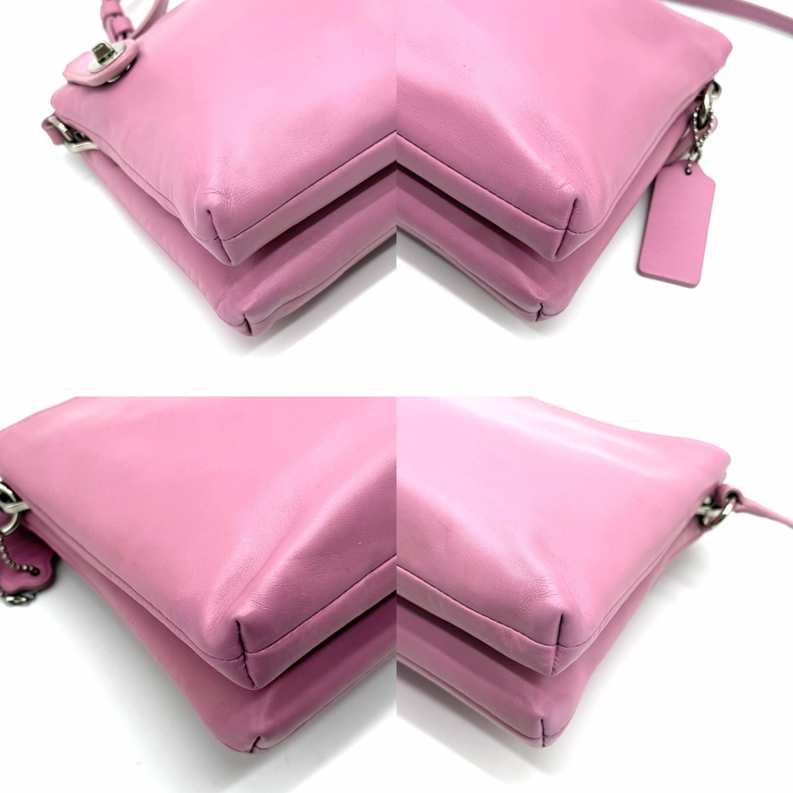 COACH y2k pink leather shoulder bag crossbody double pocket コーチ 